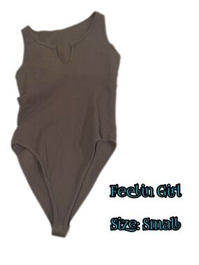 Feelin Girl Kids Ribbed One-Piece Bodysuit in Brown